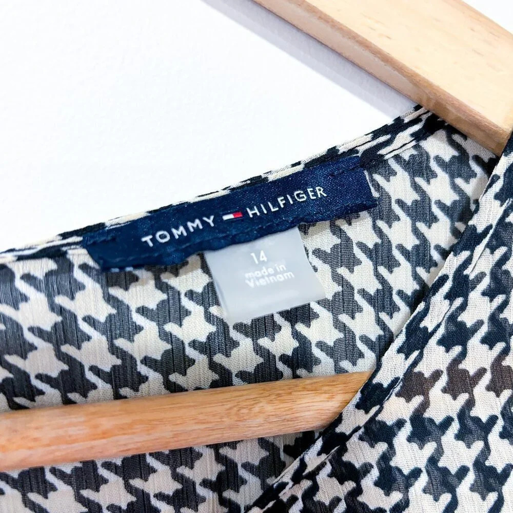 TOMMY HILFIGER Houndstooth Midi Dress NWT Long Sleeve Size 14 - Picture 8 of 10